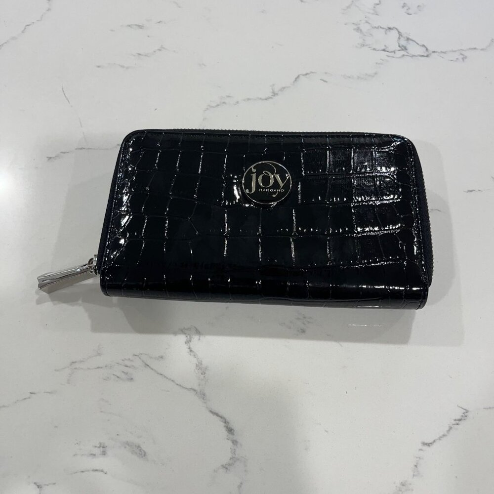 JOY E Lite Croco Couture Embossed Multi-Pocket Wallet with RFID Blocking, BLACK - Picture 5 of 6